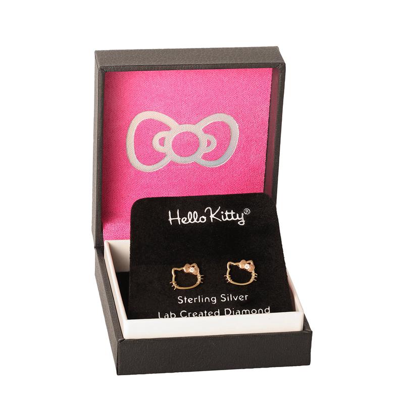 Sanrio Hello Kitty Gold Plated Silhouette Diamond Stud Accessories Earrings  USA |  ACWGH-1854