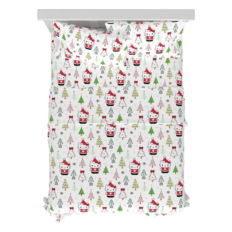 Sanrio Hello Kitty Holiday Cotton Flannel Sheet Set Sanrio Characters Flannel Sheet Set  USA |  BUJWZ-6407