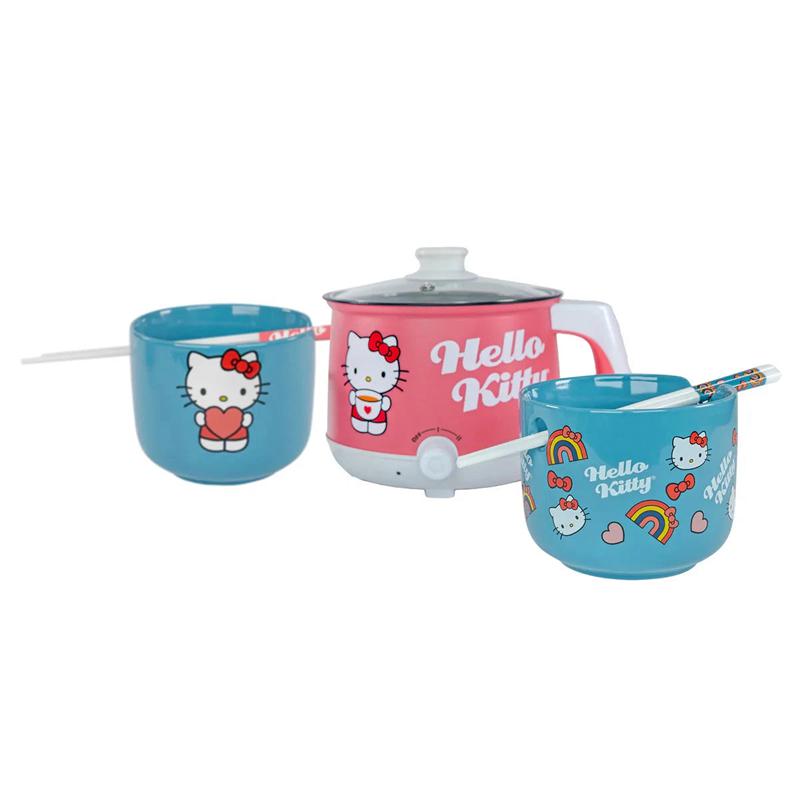 Sanrio Hello Kitty Hot Pot with Ramen Bowls Set Sanrio Characters Bowl  USA |  YOEXL-1508