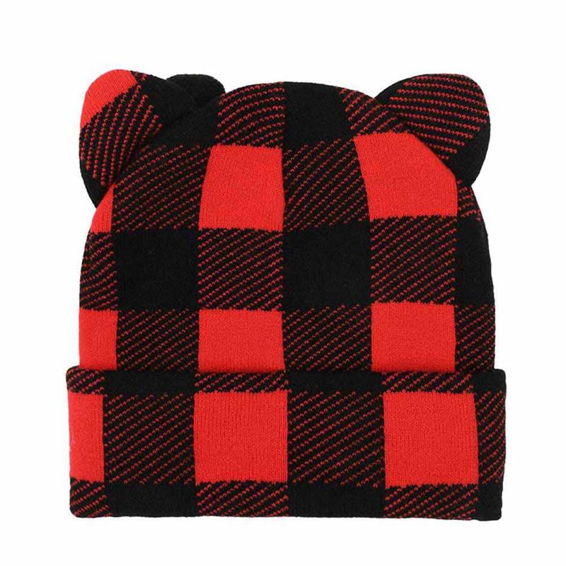 Sanrio Hello Kitty Knit Red Plaid Sanrio Characters Beanie  USA |  QASYJ-9684