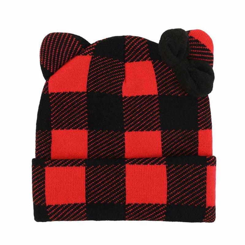 Sanrio Hello Kitty Knit Red Plaid Sanrio Characters Beanie  USA |  QASYJ-9684