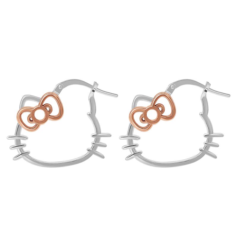 Sanrio Hello Kitty Sterling Silver Hoop Sanrio Characters Earrings  USA |  HJYTF-3298