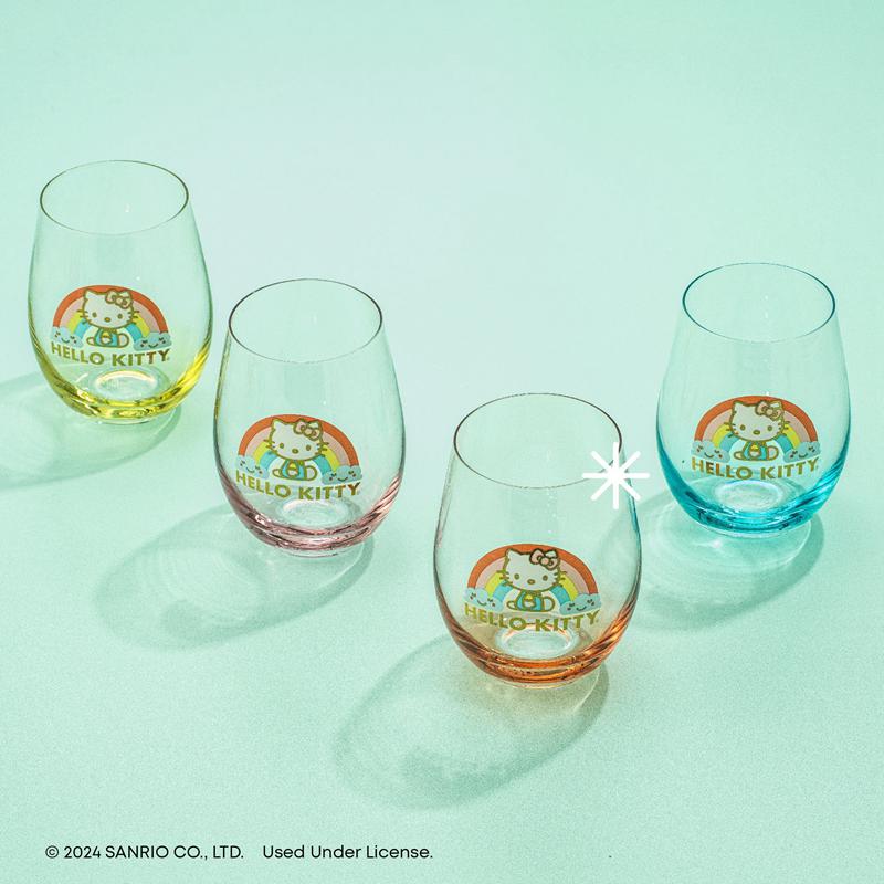 Sanrio Hello Kitty Sweet Rainbow Stemless (Set of 4) Sanrio Characters Glasses  USA |  YIKAO-0873