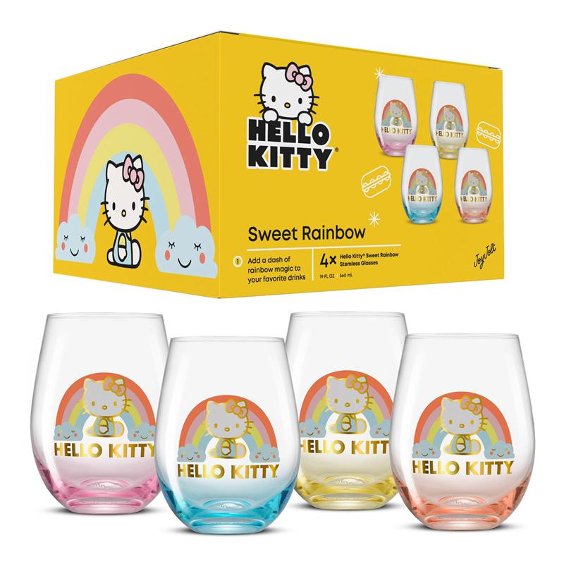 Sanrio Hello Kitty Sweet Rainbow Stemless (Set of 4) Sanrio Characters Glasses  USA |  YIKAO-0873