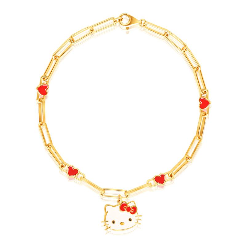 Sanrio Hello Kitty Yellow Gold Paperclip Accessories Bracelet  USA |  TQXNV-0289