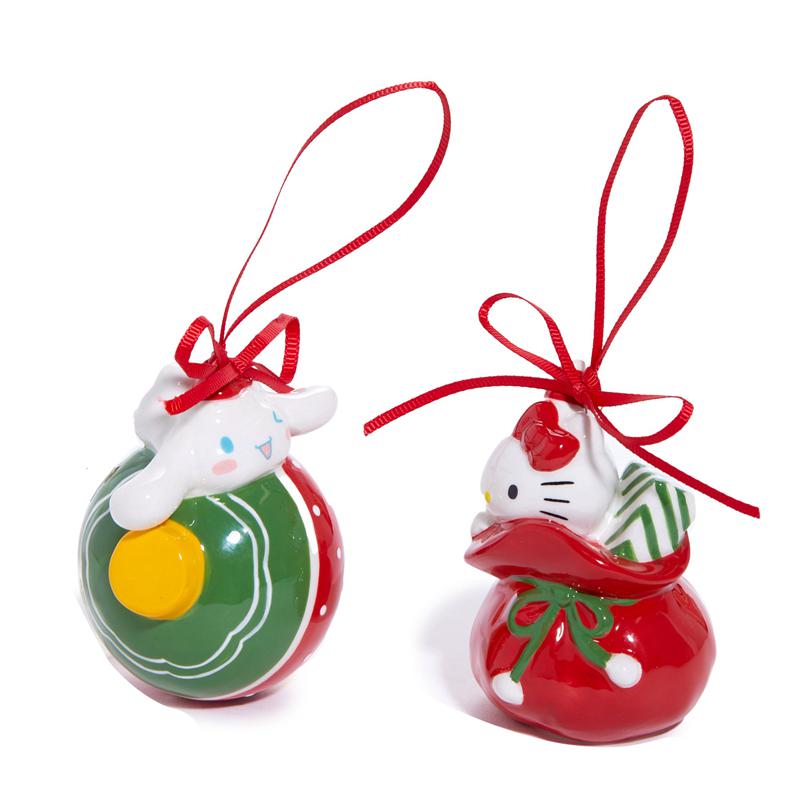 Sanrio Hello Kitty and Cinnamoroll 2-pc Holiday Ceramic Set (Red) Sanrio Characters Ornament  USA |  PBXSV-9137