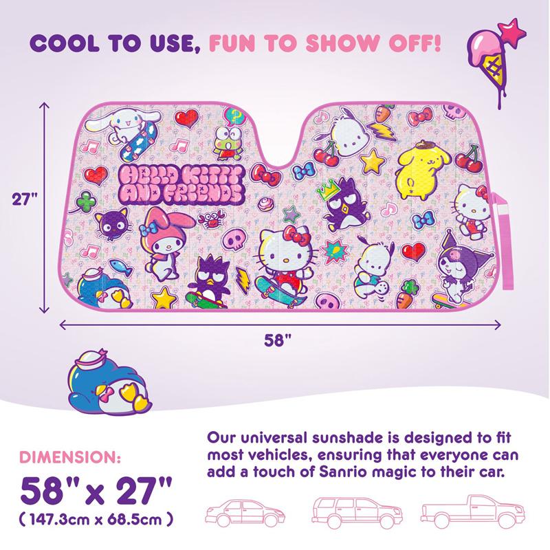 Sanrio Hello Kitty and Friends Car (Kawaii Fun) Sanrio Characters Sun Shade  USA |  JZHPL-0357