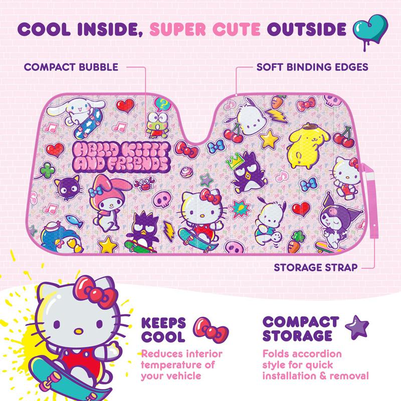 Sanrio Hello Kitty and Friends Car (Kawaii Fun) Sanrio Characters Sun Shade  USA |  JZHPL-0357