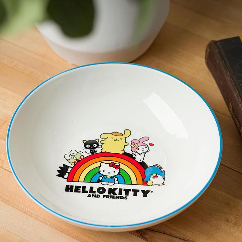 Sanrio Hello Kitty and Friends Ceramic Dinner Bowl (Rainbow Parade) Sanrio Characters Bowl  USA |  AQCDK-5431