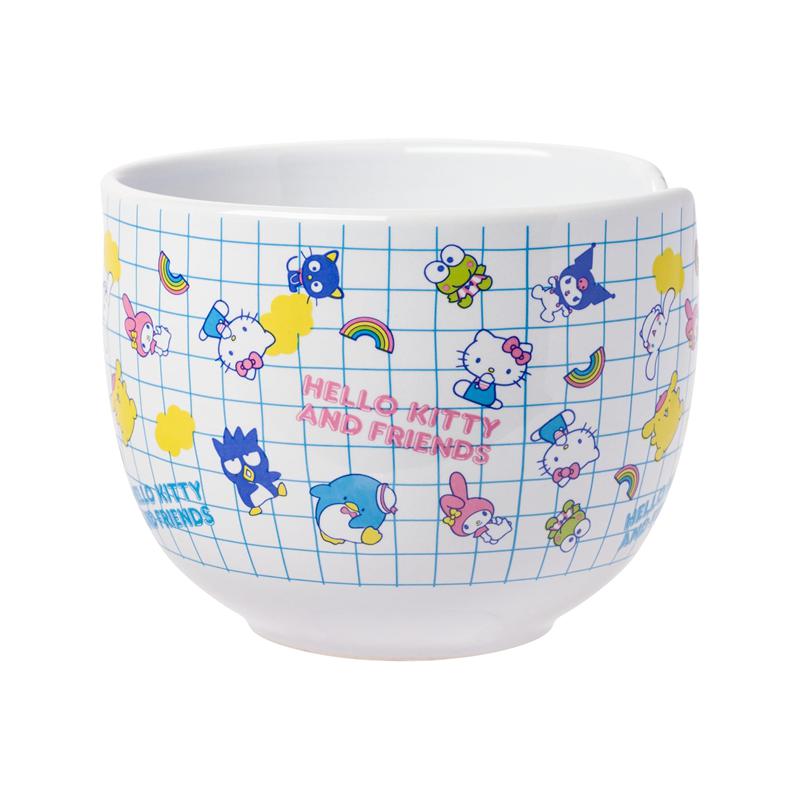 Sanrio Hello Kitty and Friends Ceramic Ramen Bowl and Chopstick Set (Color Grid) Sanrio Characters Bowl  USA |  CUJQX-2170