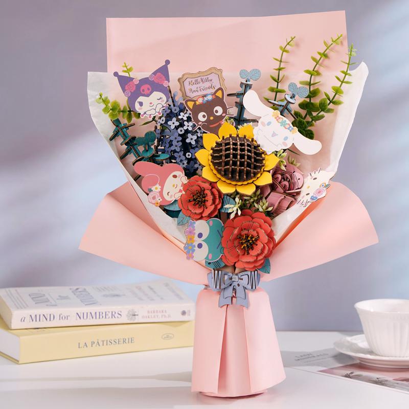 Sanrio Hello Kitty and Friends Flower Bouquet 3D Wooden Sanrio Characters Puzzles  USA |  KHDZN-7405