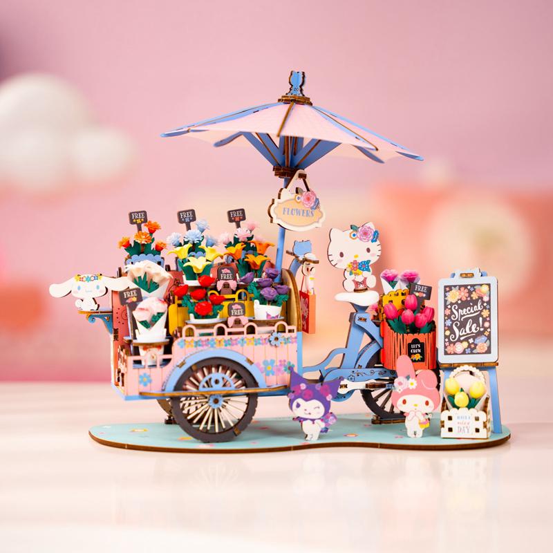 Sanrio Hello Kitty and Friends Flower Cart 3D Wooden Sanrio Characters Puzzles  USA |  JULMG-5804