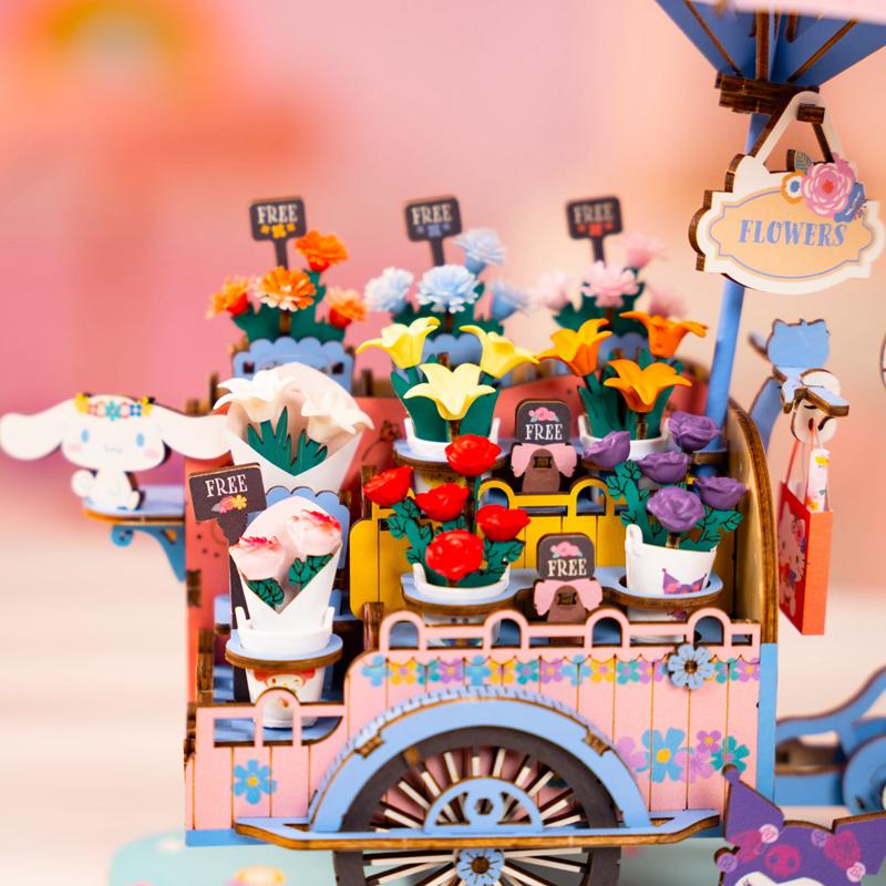 Sanrio Hello Kitty and Friends Flower Cart 3D Wooden Sanrio Characters Puzzles  USA |  DFXSZ-7290