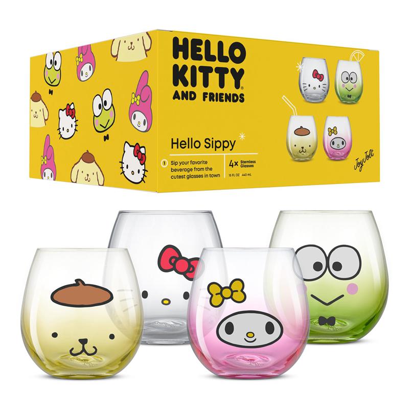 Sanrio Hello Kitty and Friends Hello Sippy Stemless (Set of 4) Sanrio Characters Glasses  USA |  BULRW-0215