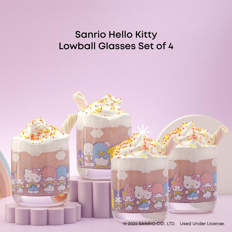 Sanrio Hello Kitty and Friends Rainbow Short Drinking (Set of 4) Sanrio Characters Glasses  USA |  KMRVC-4928