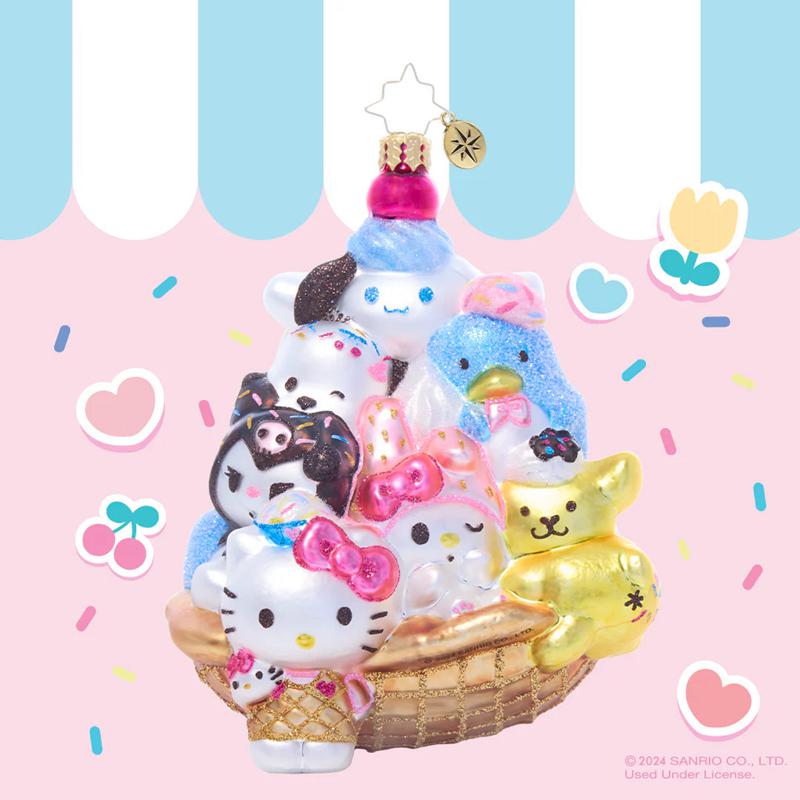 Sanrio Hello Kitty and Friends x Christopher Radko Handmade Ornament (Ice Cream Parlor) Sanrio Characters Glasses  USA |  UDLNC-7028