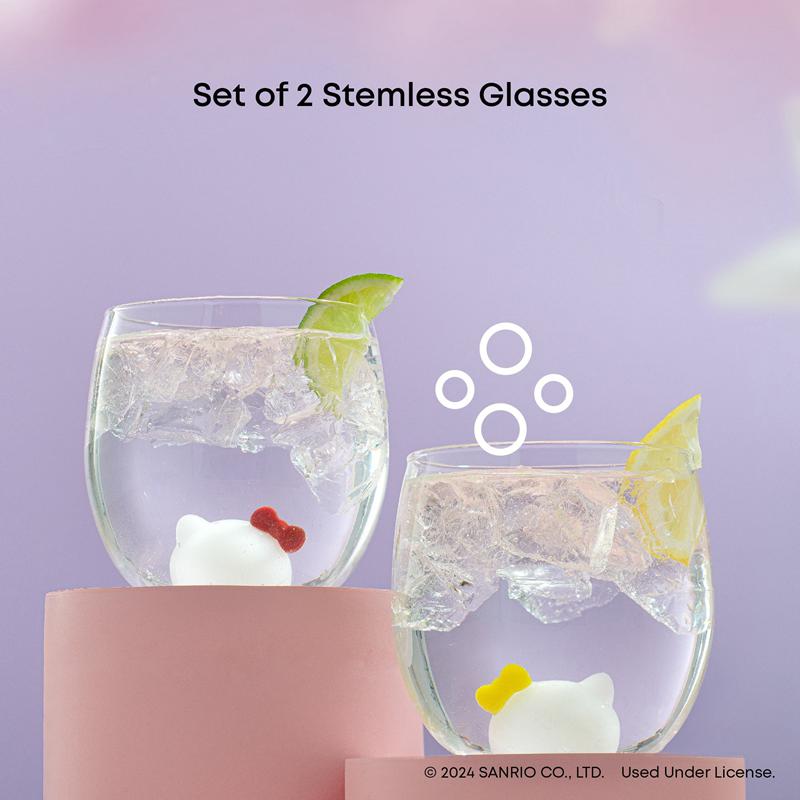 Sanrio Hello Kitty and Mimmy 3D Icon Short Drinking (Set of 2) Sanrio Characters Glasses  USA |  BAYIK-3782