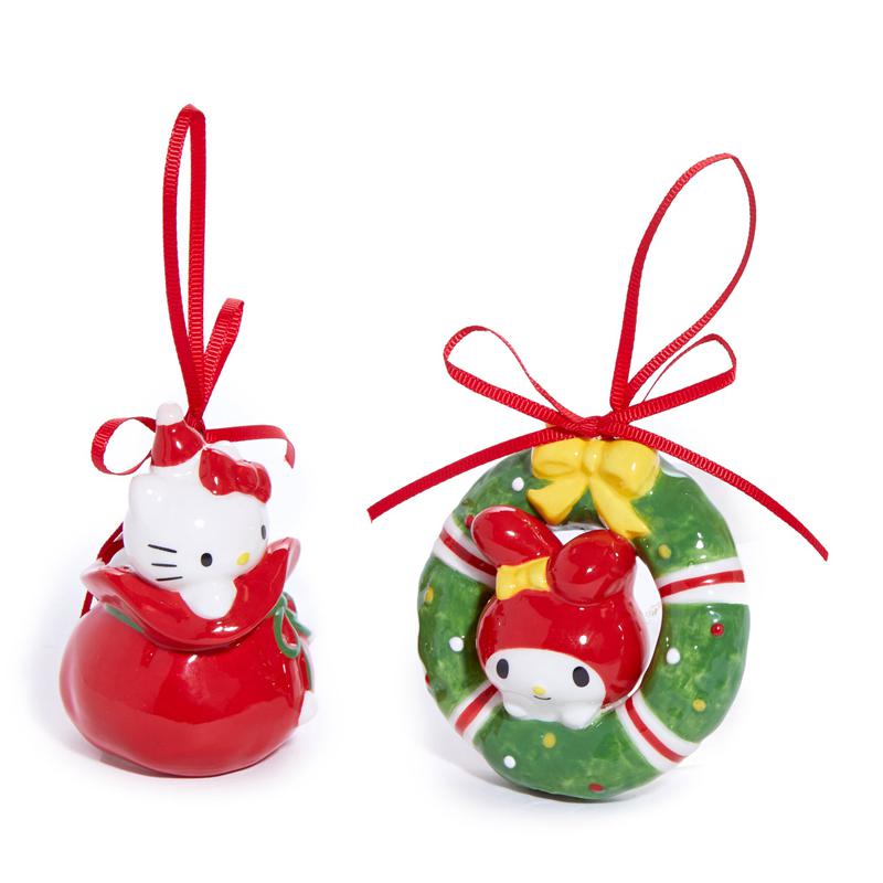 Sanrio Hello Kitty and My Melody 2-pc Holiday Ceramic Set (Red) Sanrio Characters Ornament  USA |  NPQEG-6107