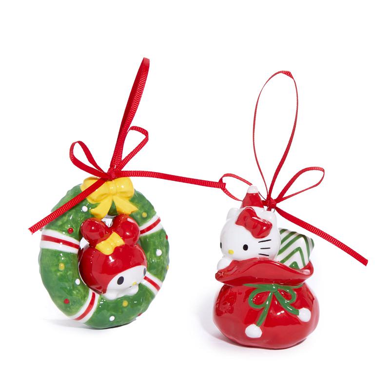 Sanrio Hello Kitty and My Melody 2-pc Holiday Ceramic Set (Red) Sanrio Characters Ornament  USA |  NPQEG-6107