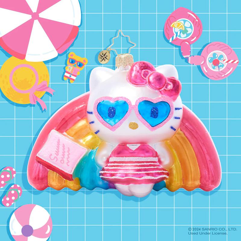 Sanrio Hello Kitty x Christopher Radko Handmade (Pool Party) Sanrio Characters Glasses  USA |  BEDXA-5219