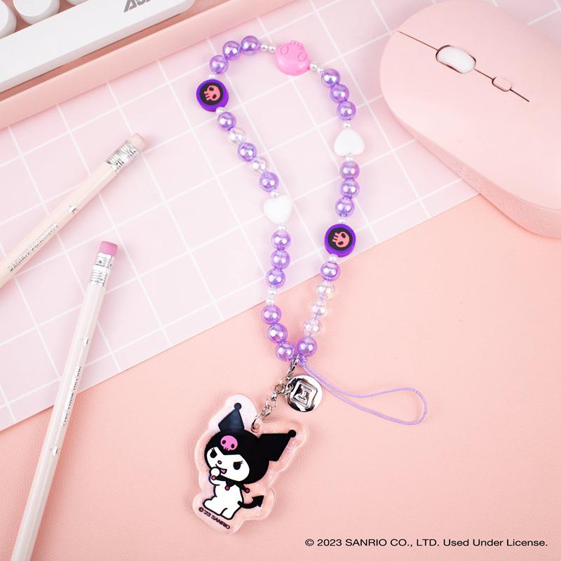 Sanrio Kuromi Beaded Charm Mobile Phone Sanrio Characters Wrist Straps  USA |  RIVQG-6951