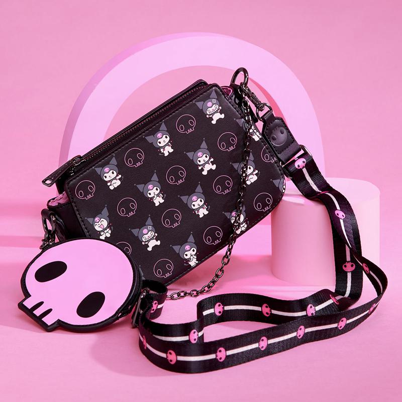 Sanrio Kuromi x Loungefly Skully Convertible With Coin Bags Crossbody Bag  USA |  NSIAW-7186