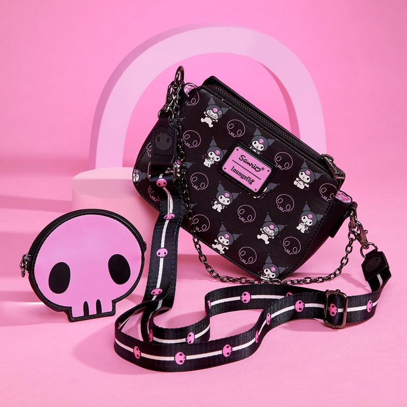 Sanrio Kuromi x Loungefly Skully Convertible With Coin Bags Crossbody Bag  USA |  NSIAW-7186