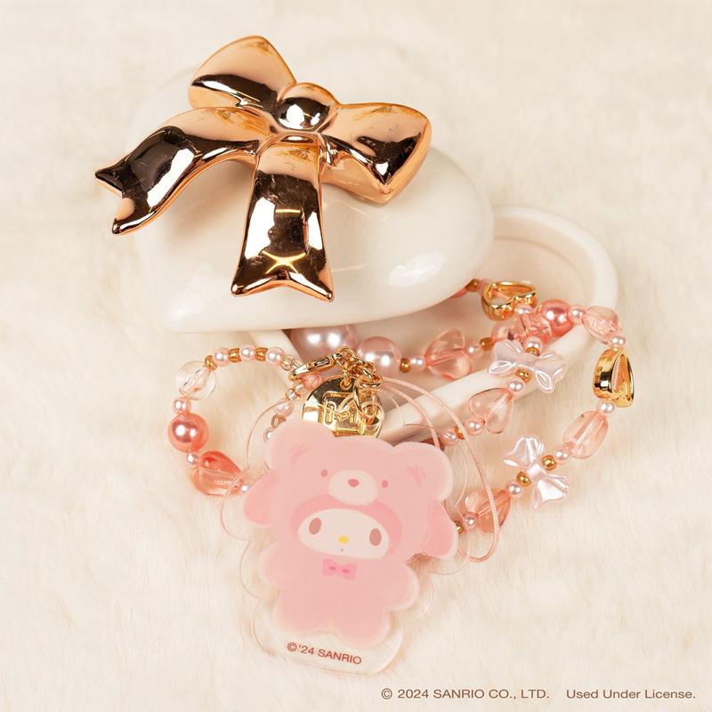 Sanrio My Melody Latte Bear Beaded Charm Mobile Phone Sanrio Characters Wrist Straps  USA |  FPBQO-8912